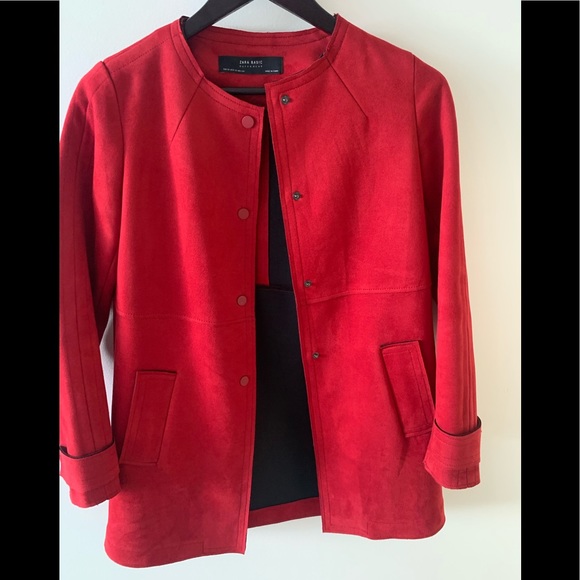 Zara faux suede red coat - S - Picture 3 of 5